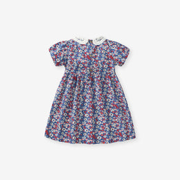 Blue Floral Print Peter Pan Collar Fit & Flare Dress