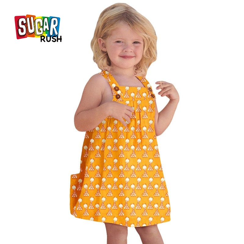 Girls Conversational Printed Cotton A-Line Dress