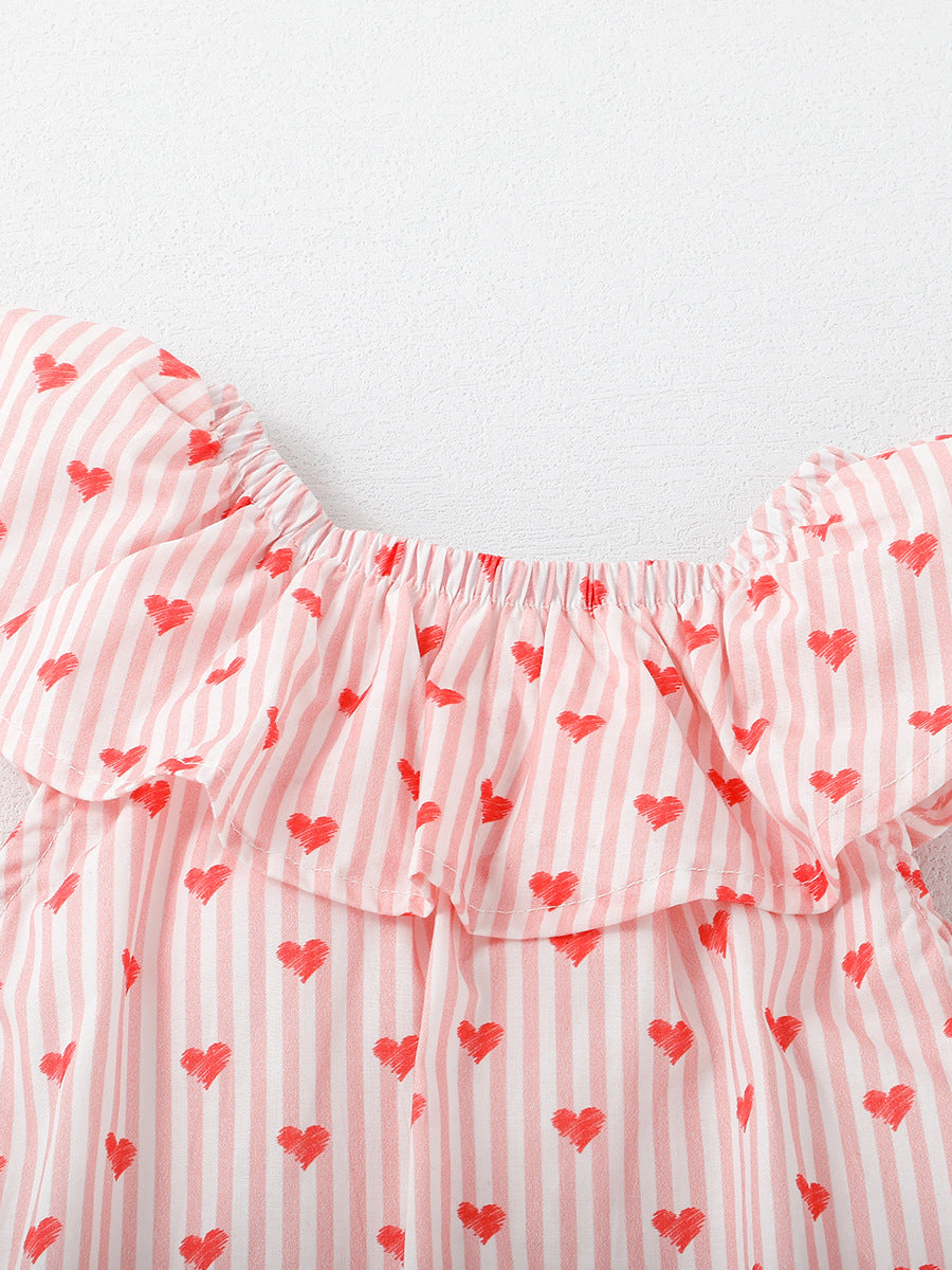 Conversational Printed Ruffles Sleeveless Cotton A-Line Dress