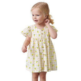 White Floral Printed Cotton Fit & Flare Dress