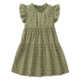 Print Flutter Sleeve Layered A-Line Dress