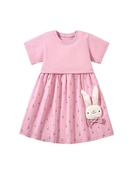 Girls Print Applique Fit and Flare Dress