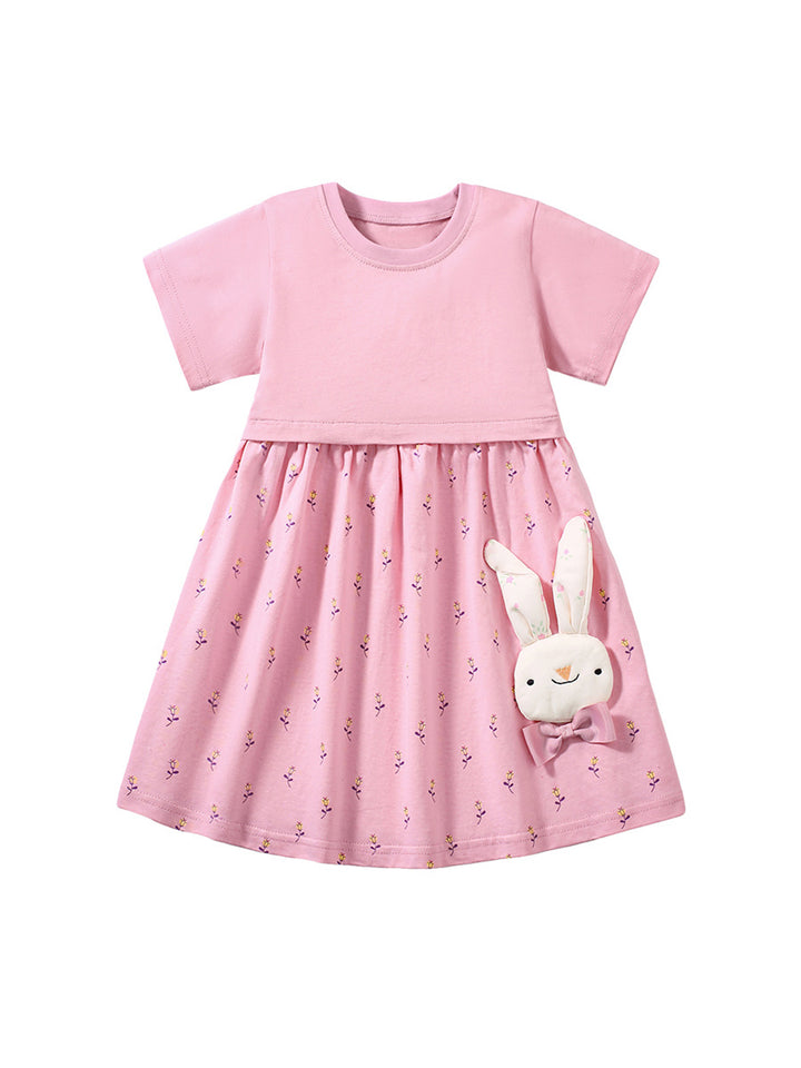 Girls Print Applique Fit and Flare Dress