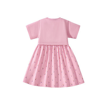 Girls Print Applique Fit and Flare Dress
