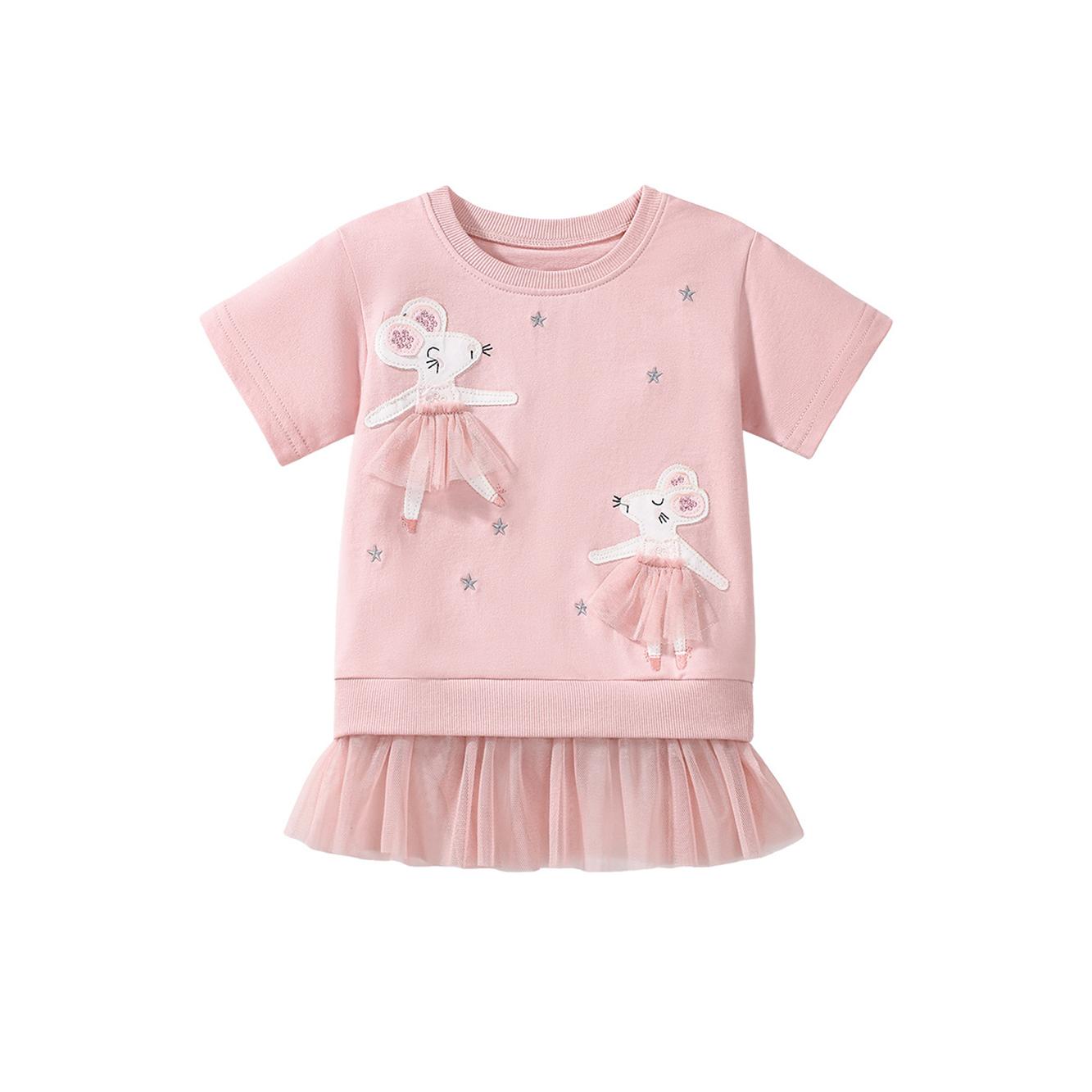 Girls Embroidered Drop-Waist Cotton Dress