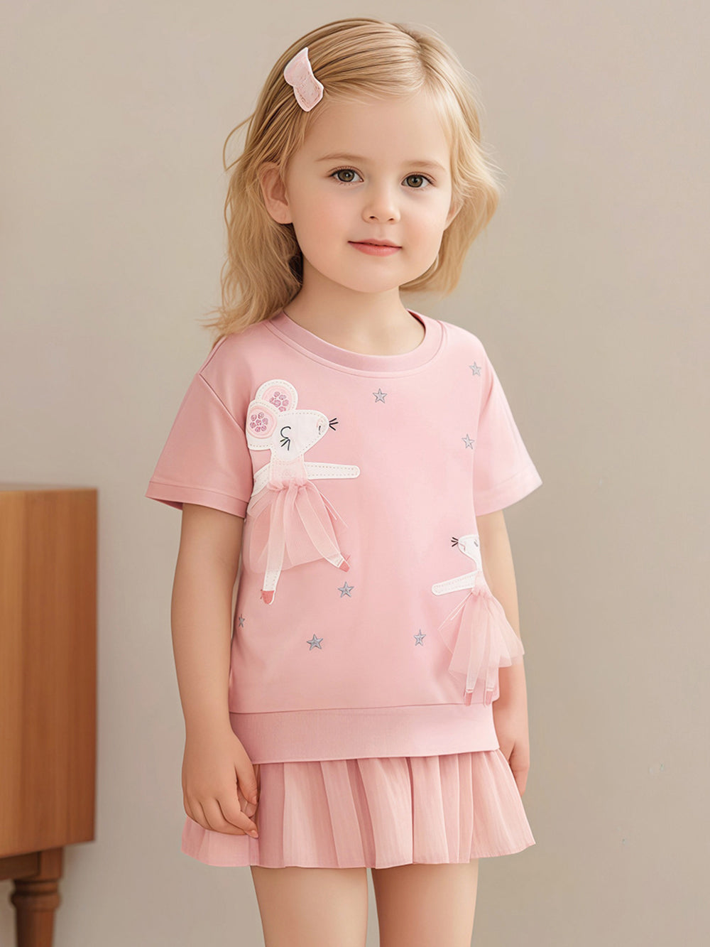 Girls Embroidered Drop-Waist Cotton Dress