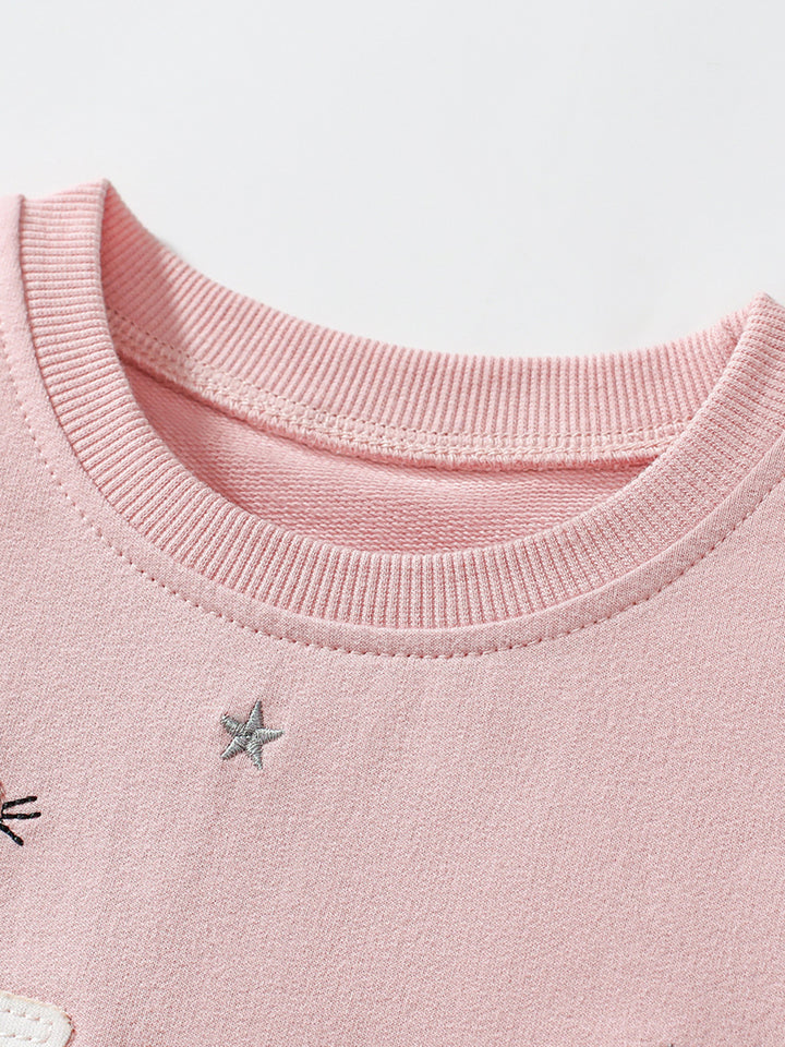 Girls Embroidered Drop-Waist Cotton Dress
