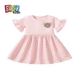 Polka Dot Colourblocked A-Line Dress