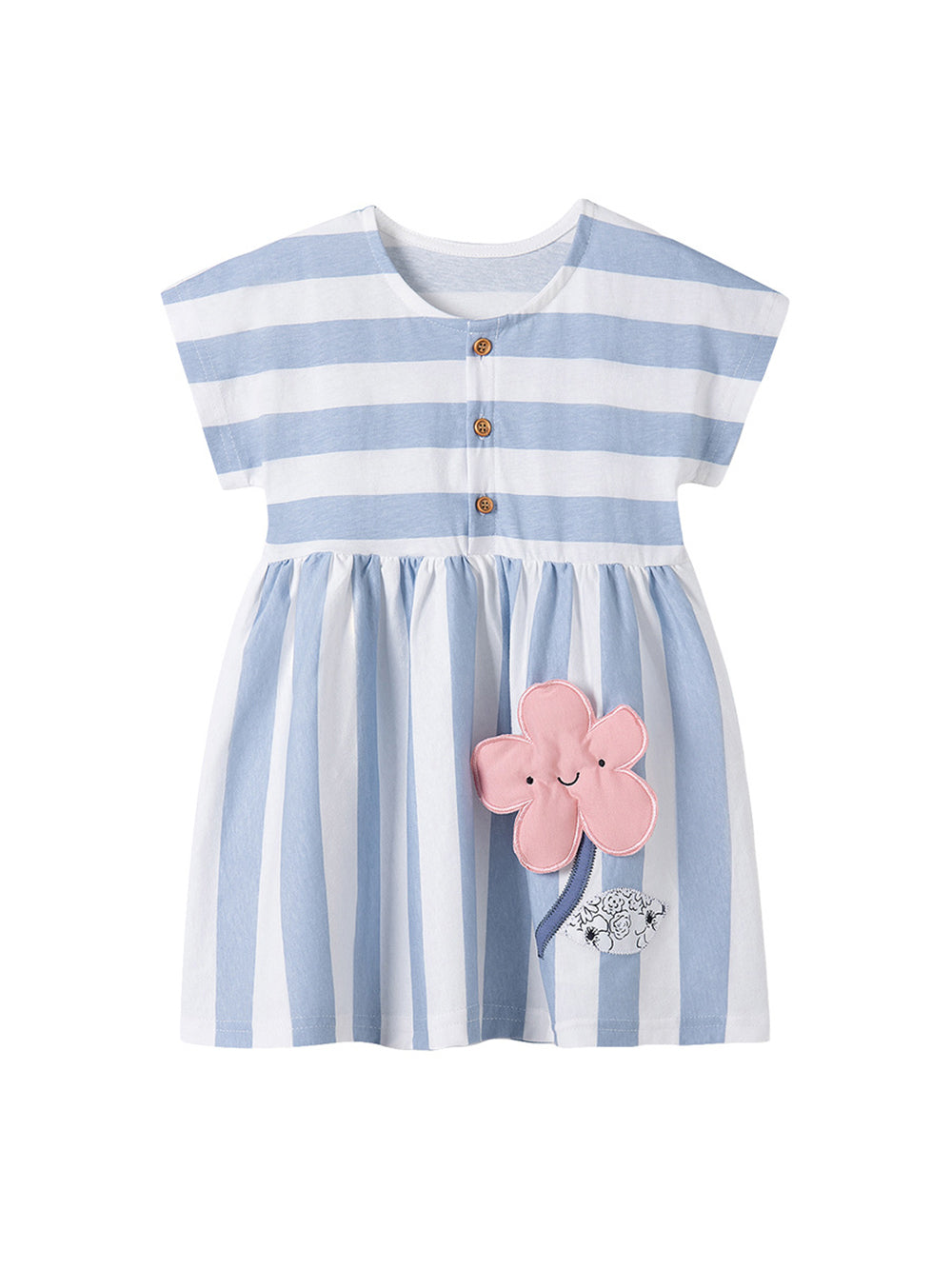Girls Striped Cotton Fit & Flare Dress