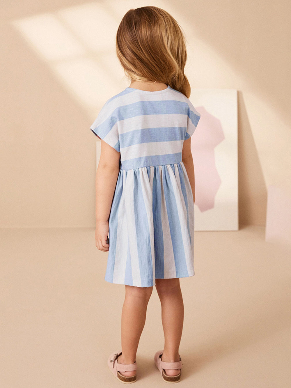 Girls Striped Cotton Fit & Flare Dress