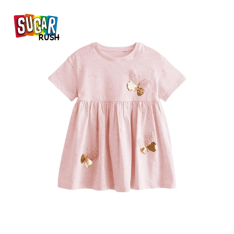 Girls Self Design Cotton Fit & Flare Dress