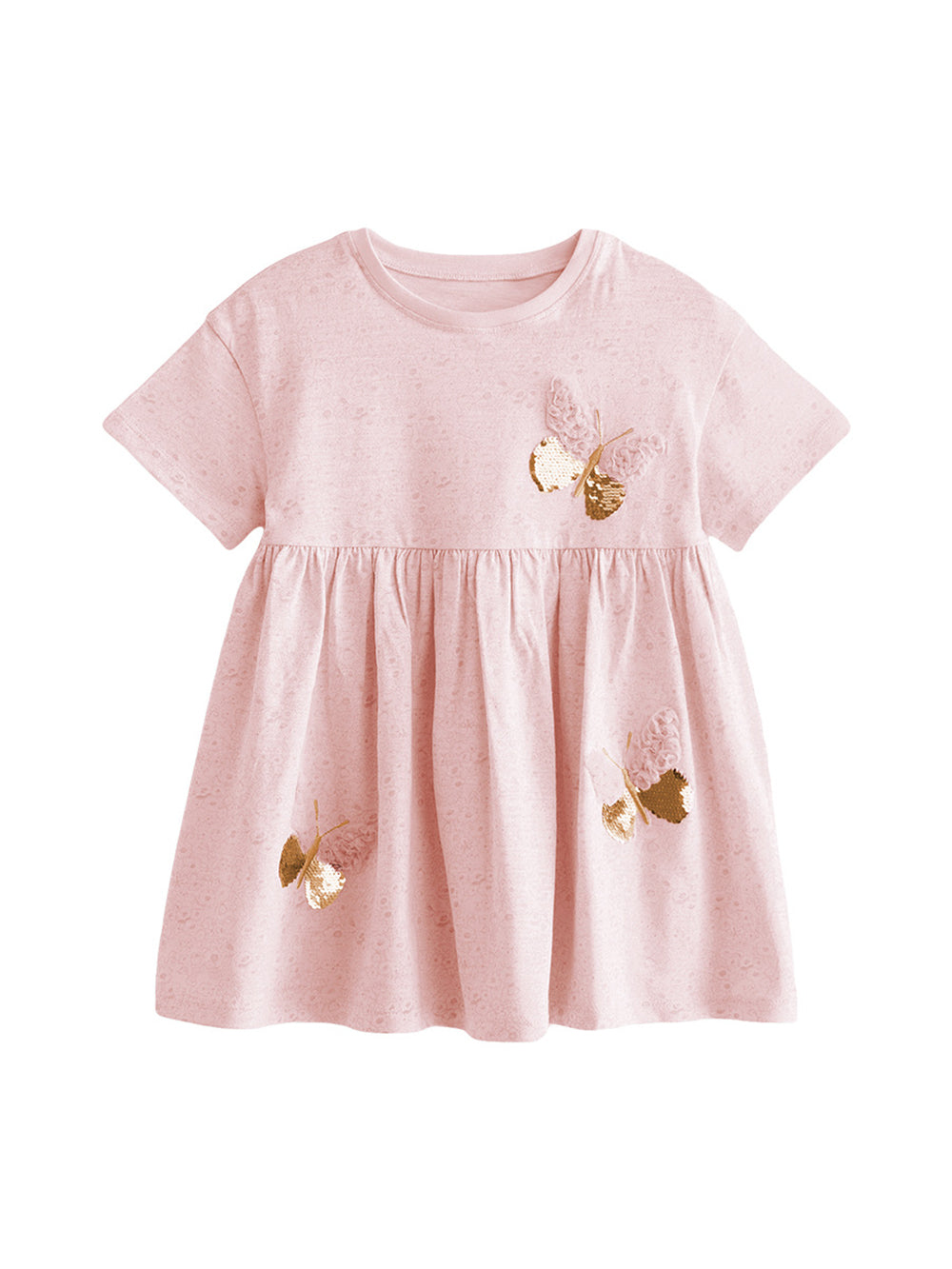 Girls Self Design Cotton Fit & Flare Dress