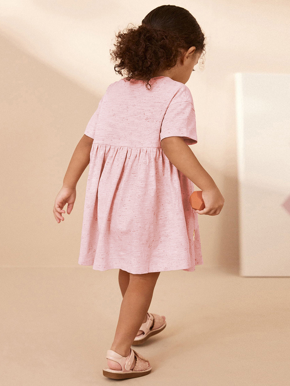 Girls Self Design Cotton Fit & Flare Dress