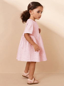 Girls Self Design Cotton Fit & Flare Dress