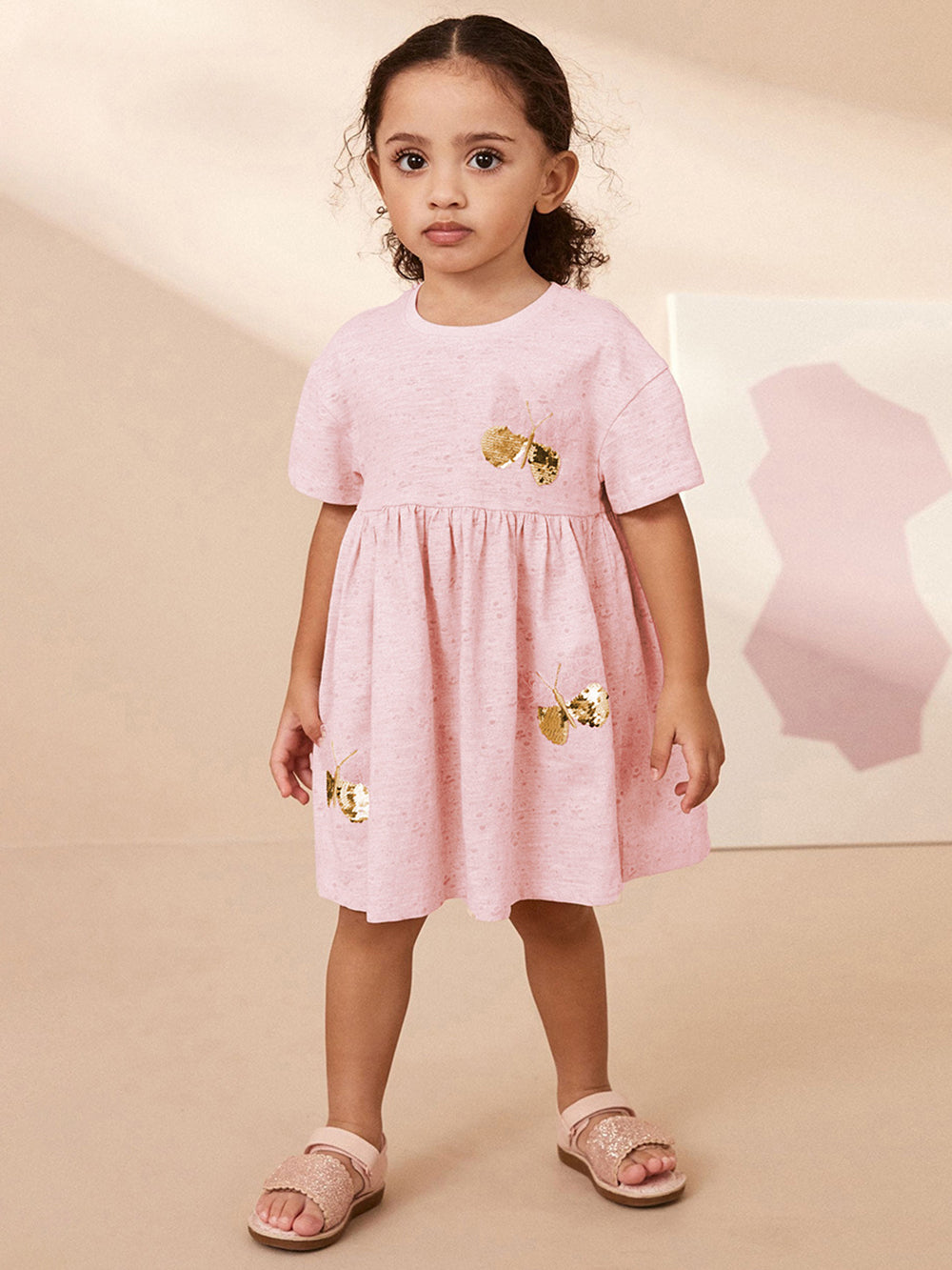Girls Self Design Cotton Fit & Flare Dress