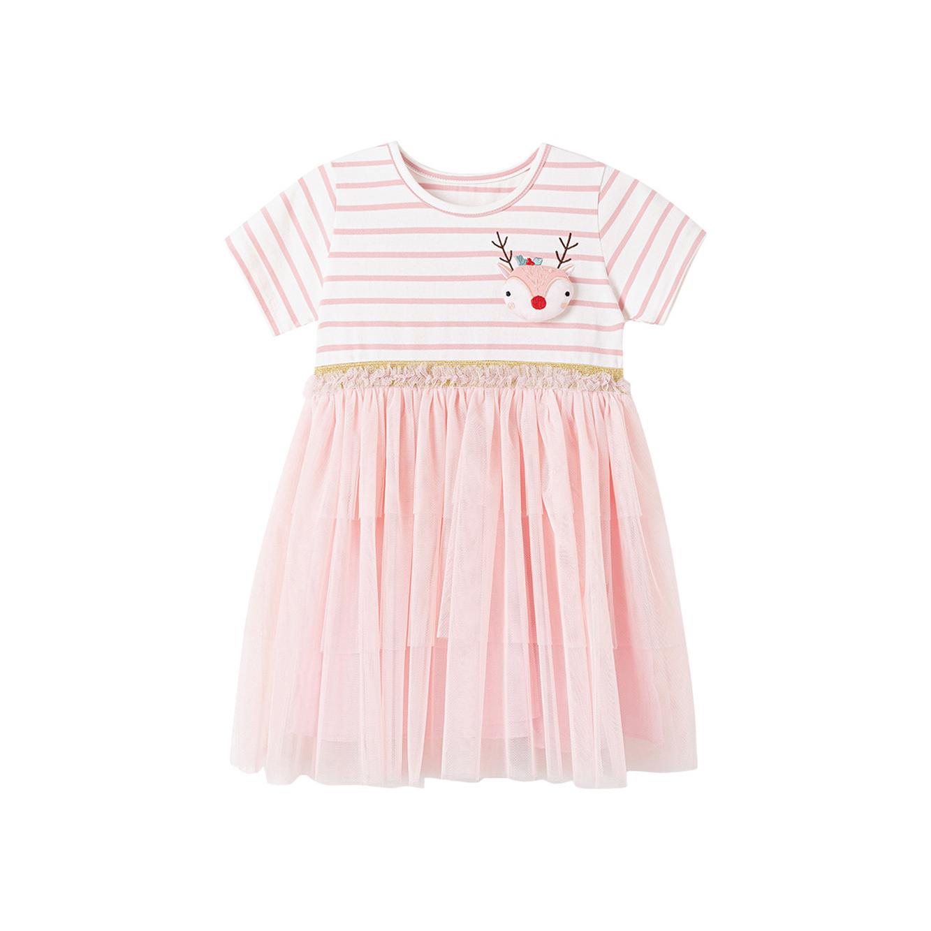 Girls Striped Fit & Flare Tulle Knee Length Fit & Flare Dress