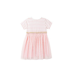 Girls Striped Fit & Flare Tulle Knee Length Fit & Flare Dress