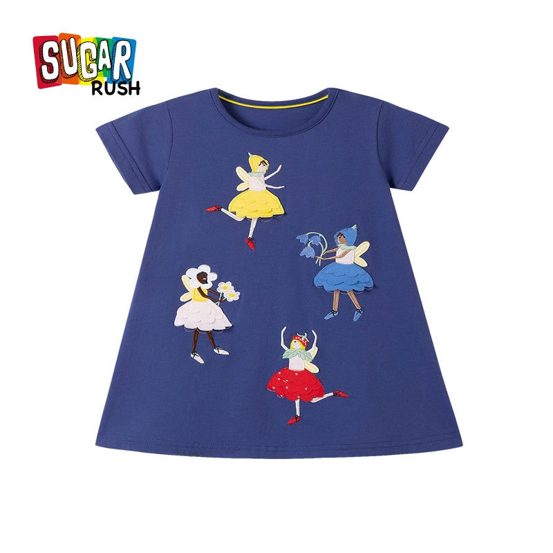 Girls Applique T-shirt Mini Dress