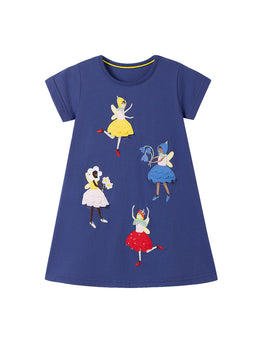 Girls Applique T-shirt Mini Dress