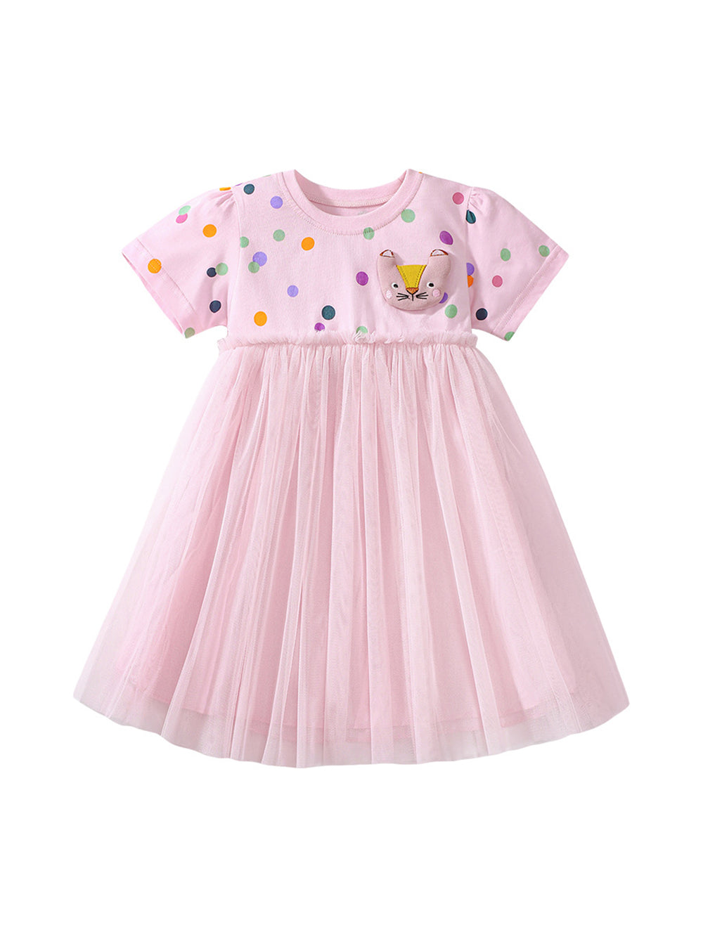 Girls Polka Dots Printed Cotton Fit & Flare Dress