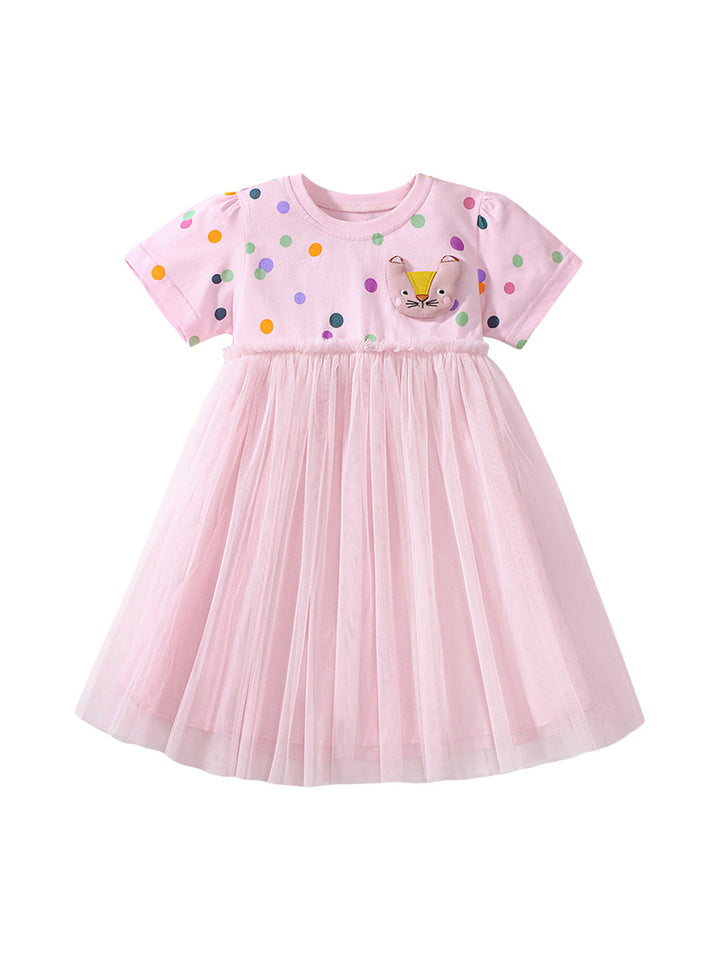 Girls Polka Dots Printed Cotton Fit & Flare Dress