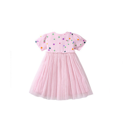 Girls Polka Dots Printed Cotton Fit & Flare Dress