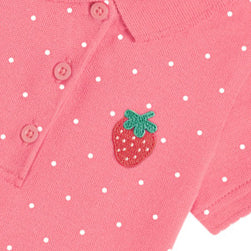 Girls Pink Polka Dot Printed Layered T-shirt Dress