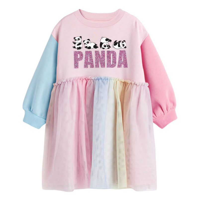 Girls Pink Typography Printed Drop Shoulder Cotton Fit and Flare Dress