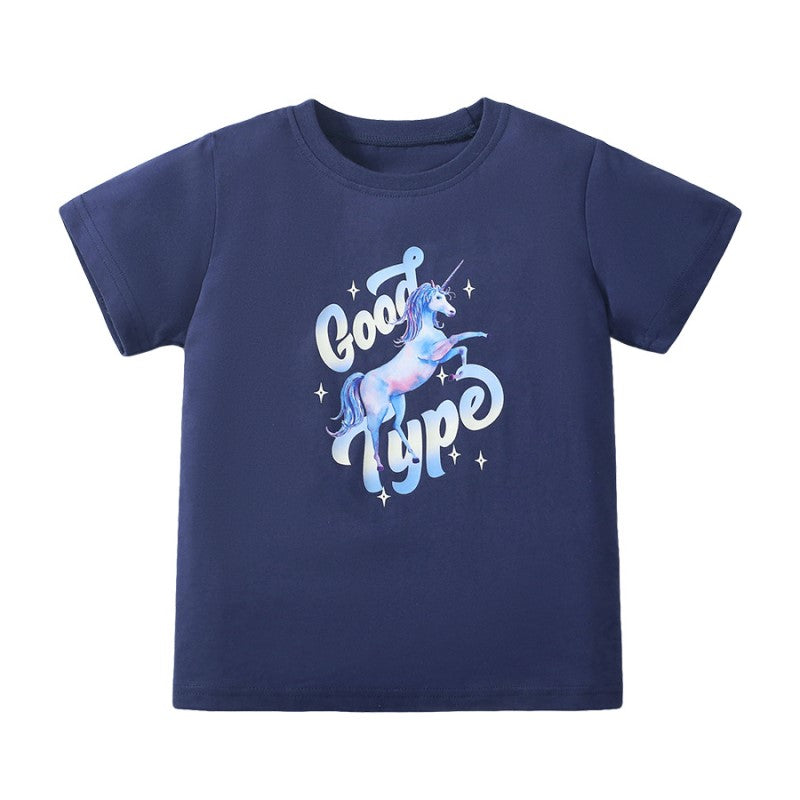 Girls Typography Printed Cotton T-Shirt