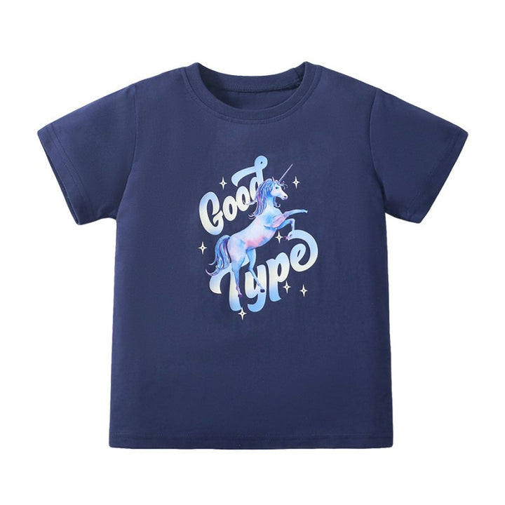 Girls Typography Printed Cotton T-Shirt