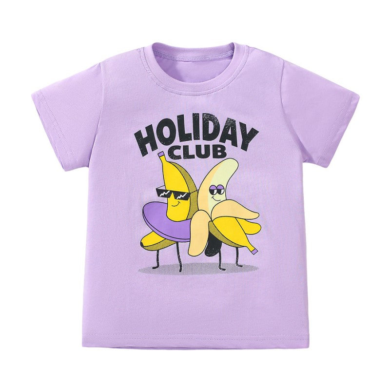 Girls Purple Typography Printed Cotton T-shirt