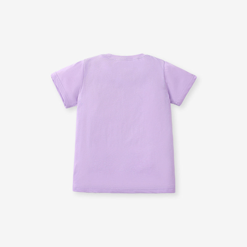Girls Purple Typography Printed Cotton T-shirt