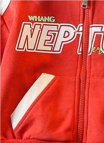 Boys Red Typography Printed Hooded Insulator Cotton Open Front Jacket