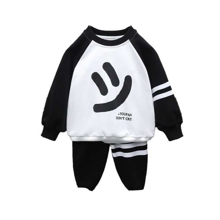 Boys Black & White Printed Pure Cotton T-shirt with Pyjamas