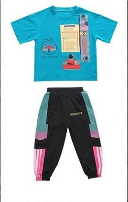 Boys Blue & Pink Graphic Printed Pure Cotton T-shirt with Pyjamas