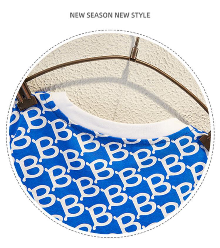 Boys Blue & Black Geometric Printed Pure Cotton T-shirt with Trousers