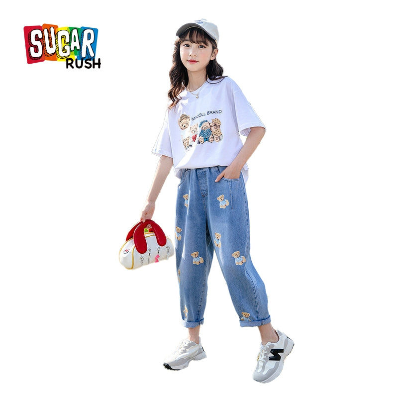 Girls Printed T-Shirt with Trousers