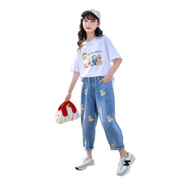 Girls Printed T-Shirt with Trousers