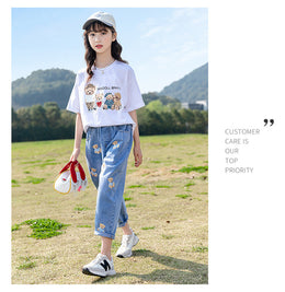 Girls Printed T-Shirt with Trousers