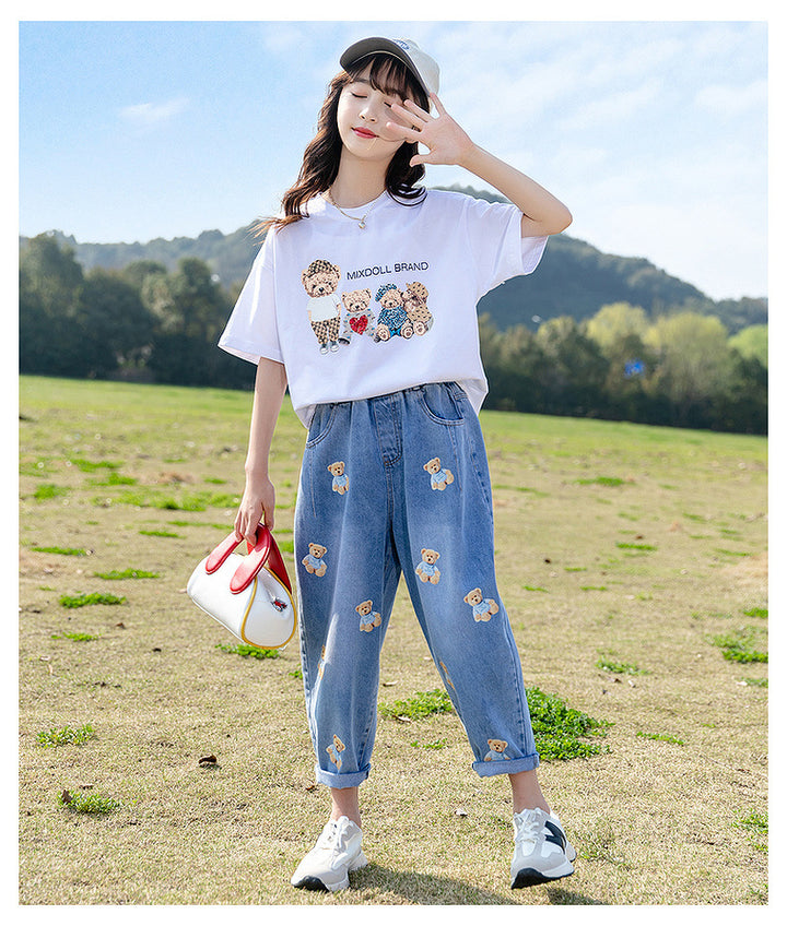 Girls Printed T-Shirt with Trousers