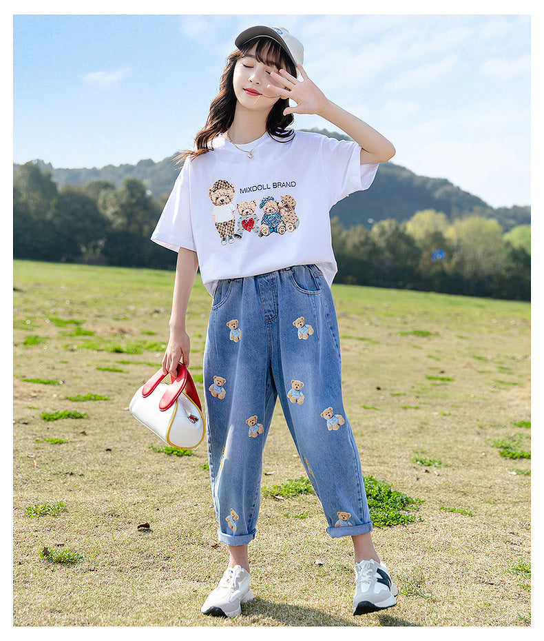Girls Printed T-Shirt with Trousers