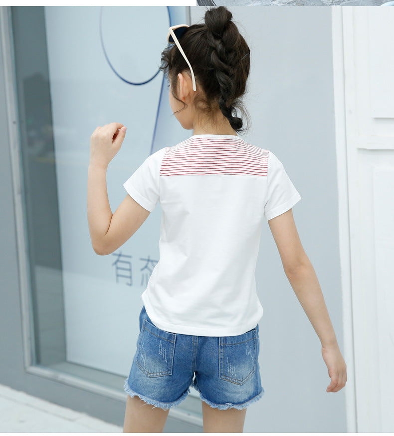 Girls Typography Printed T-shirt with Shorts