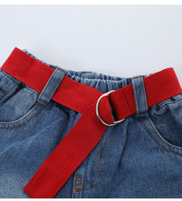 Girls Typography Printed T-shirt with Shorts