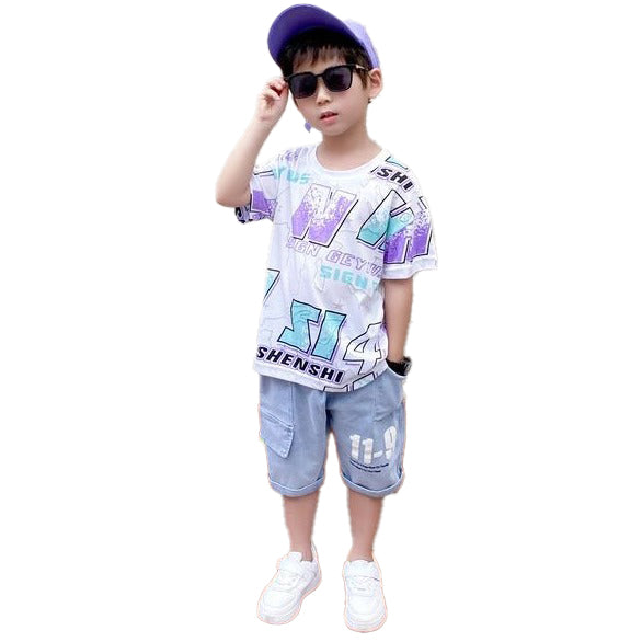 Boys Typography Printed T-Shirt with Shorts