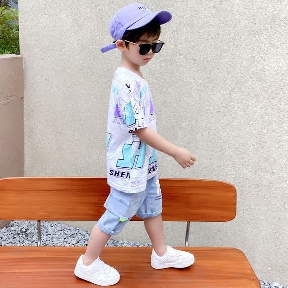 Boys Typography Printed T-Shirt with Shorts