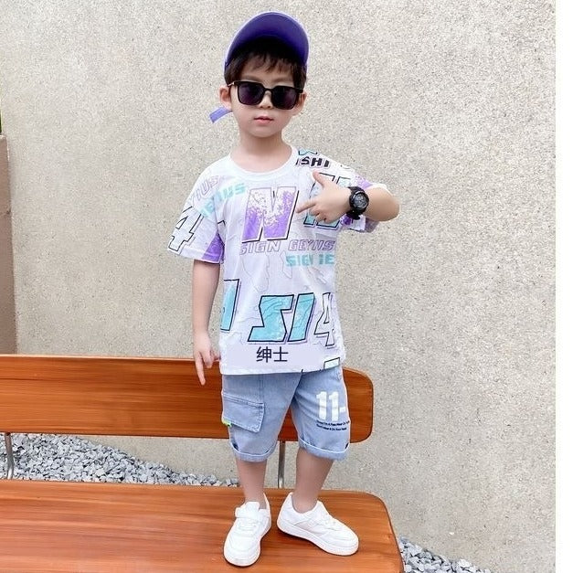 Boys Typography Printed T-Shirt with Shorts