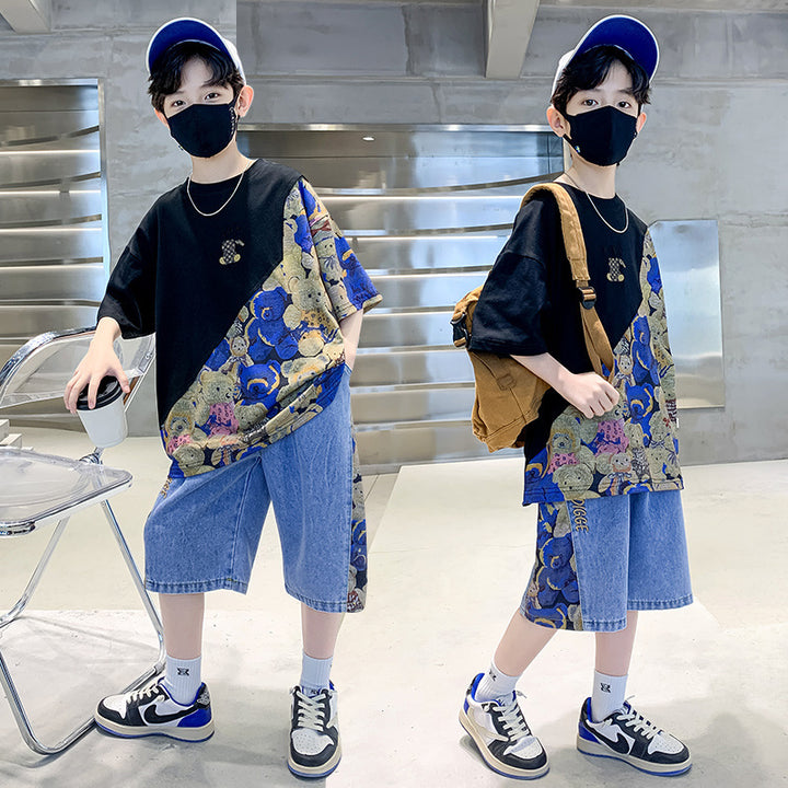Boys Graphic Printed T-shirt with Shorts