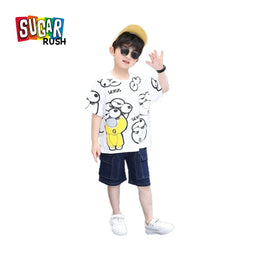 Boys Printed Round Neck T-shirt With Short