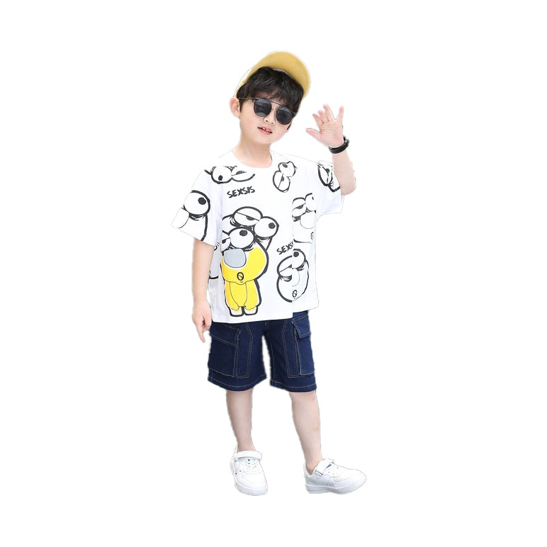 Boys Printed Round Neck T-shirt With Short