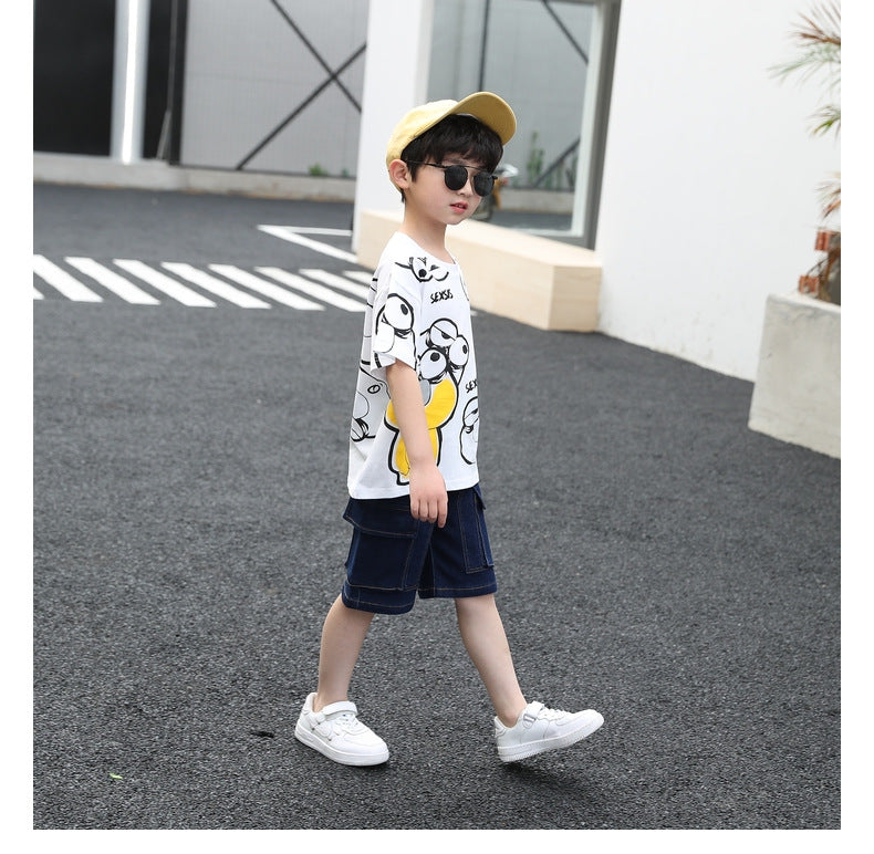 Boys Printed Round Neck T-shirt With Short